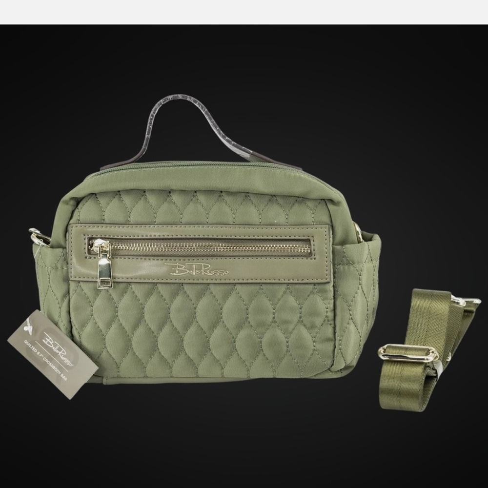 BELLA RUSSO Quilted Weekender Collection 8.7" Crossbody Bag Purse Green